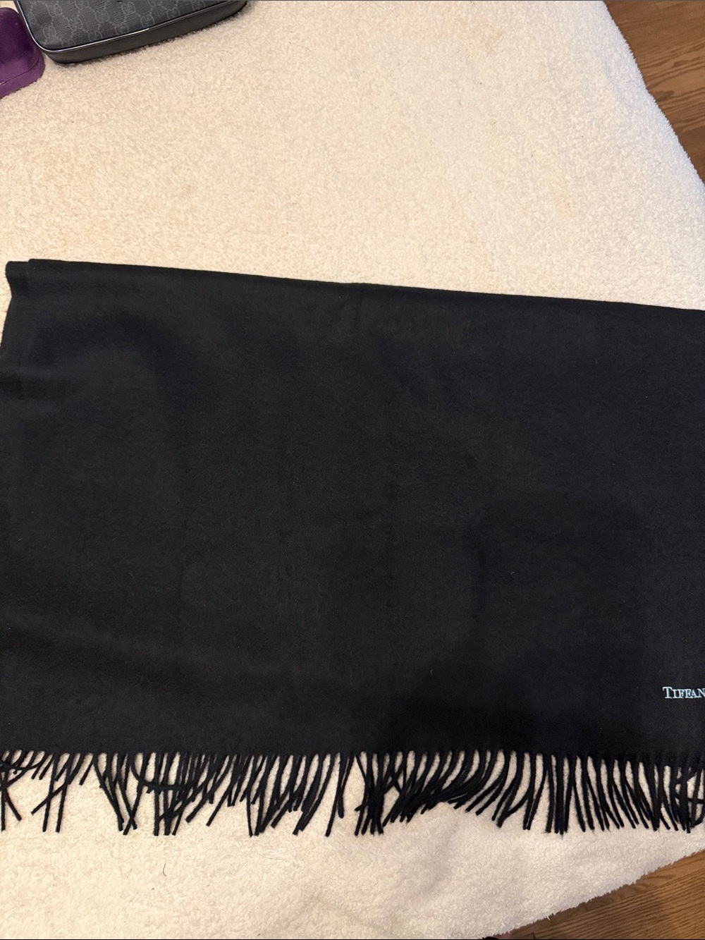 Tiffany & Co. Black Cashmere Fringe Scarf